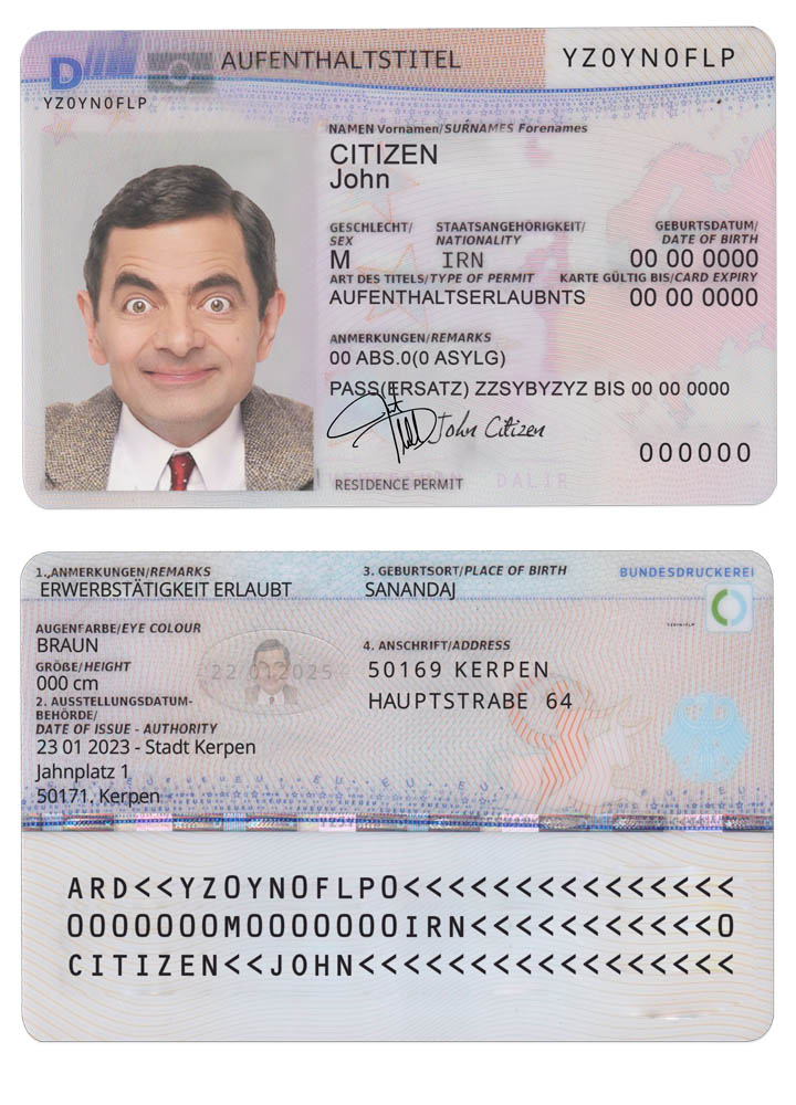 Modèle PSD de permis de séjour en Allemagne, 2011   présent, version 2